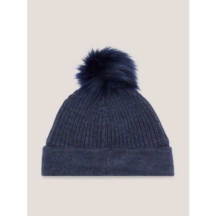 Mütze Tommy Hilfiger Rib-Knit Pom Pom Indigo Blue