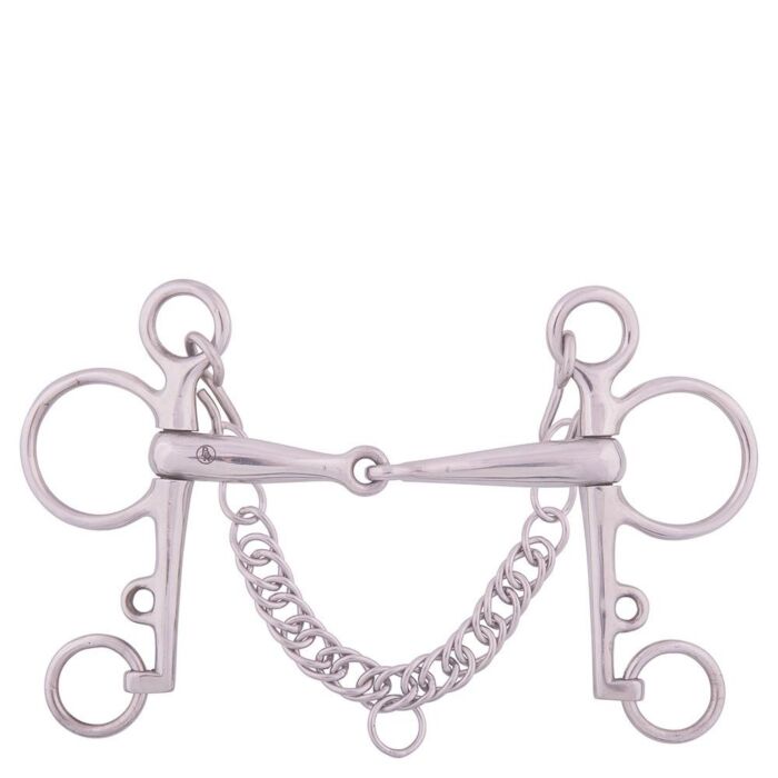 Br Pelham gebrochen Massief Rvs 18mm 12,5 cm Br Pelham gebrochen Massief Rvs 18mm 12,5 cm