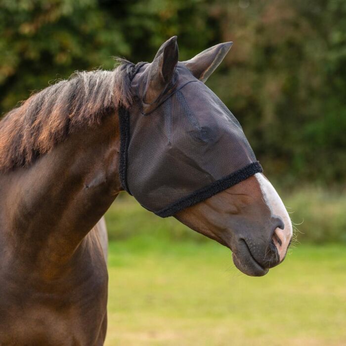 Fliegenmaske QHP met oren Zwart Mini Shetland