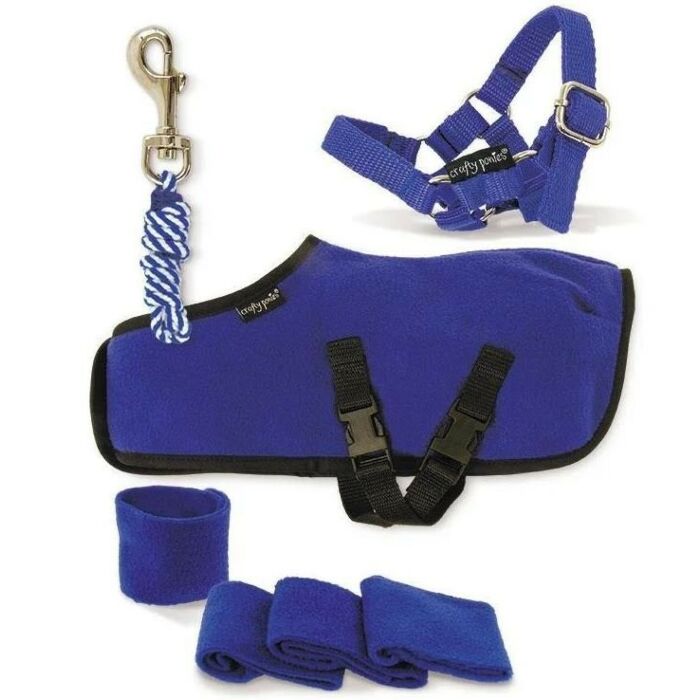 Fleecedecke set Crafty Ponies Blauw Fleecedecke set Crafty Ponies Blauw