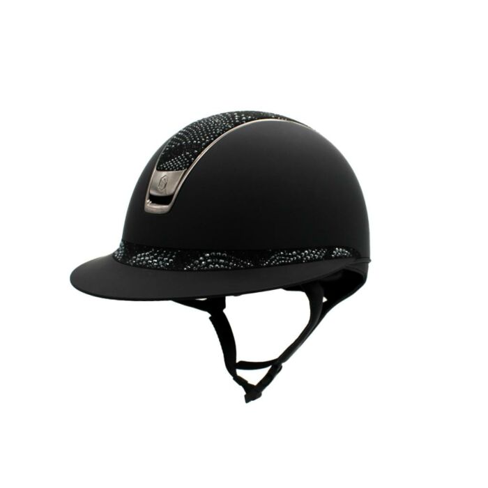 Reithelm Samshield Miss Shield Shadowmatt V2 Schwarz – Crystal Intarsia Black – Chrome Black – Größe M Reithelm Samshield Miss Shield Shadowmatt V2 Schwarz – Crystal Intarsia Black – Chrome Black – Größe M