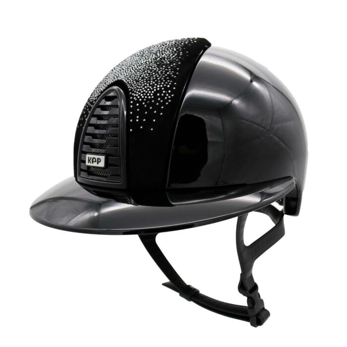Reithelm KEP Italia Cromo 2.0 Polo Polish Schwarz mit schwarzer Wildleder-Front und Shaded Silver Einsatz – Größe M