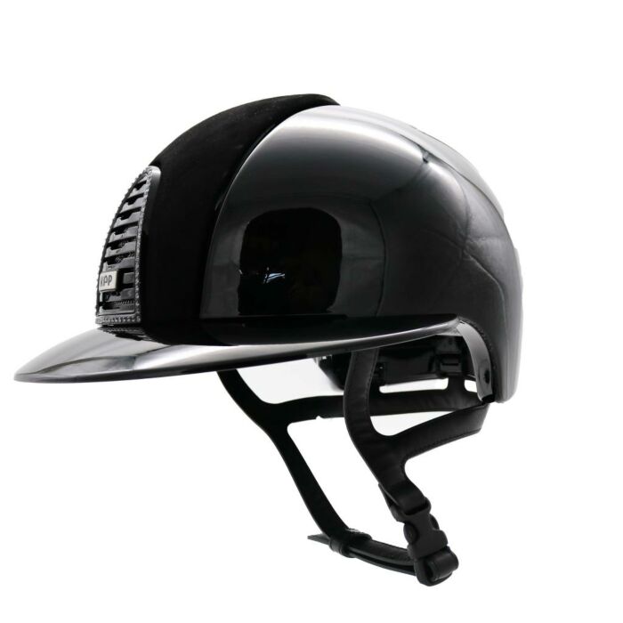 Reithelm KEP Italia Cromo 2.0 Polo Polish Schwarz – Suede Black Front – Swarovski Silver Night Frame – Größe M Reithelm KEP Italia Cromo 2.0 Polo Polish Schwarz – Suede Black Front – Swarovski Silver Night Frame – Größe M