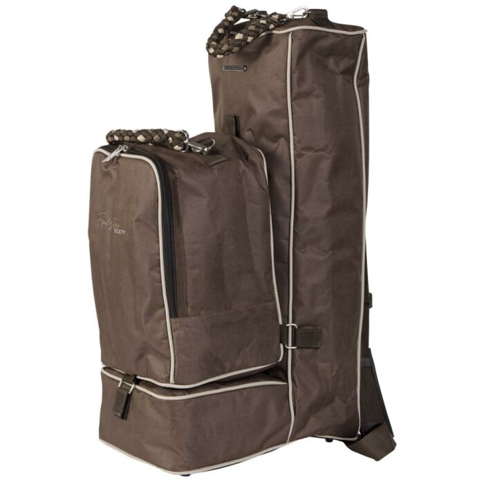 Stiefeltasche Harry's Horse Lennon After Dark mit abnehmbarer Reithelm-Tasche, Reißverschluss und Kunstlederdetails. Stiefeltasche Harry's Horse Lennon After Dark mit abnehmbarer Reithelm-Tasche, Reißverschluss und Kunstlederdetails.