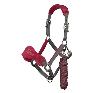 Halfter LeMieux Vogue Fleece Headcollar + Rope Mulberry/grau Full