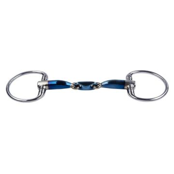 Olivenkopfgebiss Trust Equestrian Sweet Iron Elliptisch Doppelt Gebrochen 16 mm Blau 13.5 cm