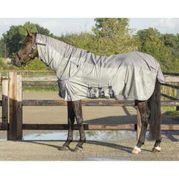 Fliegendecke mit Hals QHP Combo grau 145/195 cm