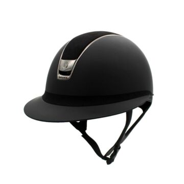 Reithelm Samshield Miss Shield Shadowmatt V2 Schwarz – Alcantara + 5 Swarovski Kristalle – Größe M