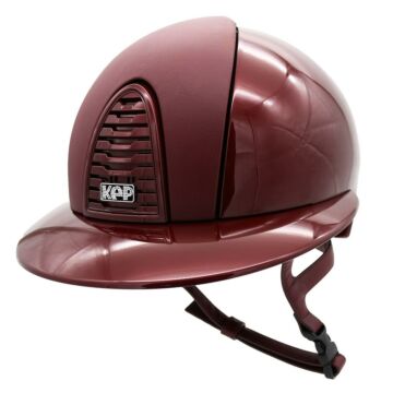 Reithelm KEP Italia Cromo 2.0 Polo Metal Bordeaux mit Burgundy Leather Front, Bordeaux Kinnriemen und Cristalli-Logo – Größe M