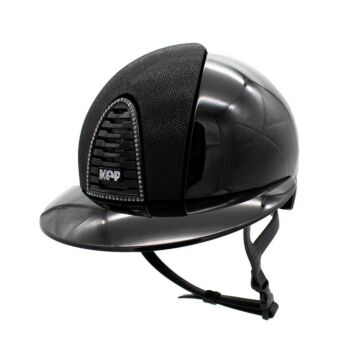 Reithelm KEP Italia Cromo 2.0 Polo Polish Schwarz mit Luminor Front, Swarovski Silver Night Rahmen – Größe M