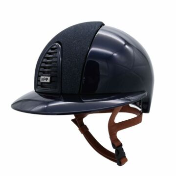 Reithelm KEP Italia Cromo 2.0 Polo Polish Blau mit Luminor Front und beigem Kinnriemen – Größe M