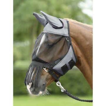 Fliegenmaske Fransen Busse Fly cover grau/schwarz