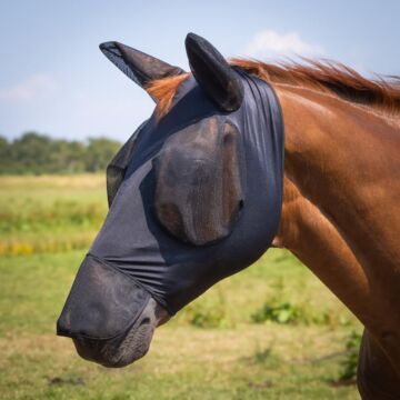Fliegemaske Harry's Horse Skinfit met oren en neusstuk Schwarz