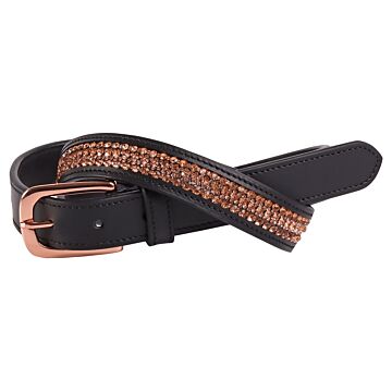 Gürtel Harry's Horse Leder Crystal Schwarz-Rosegold