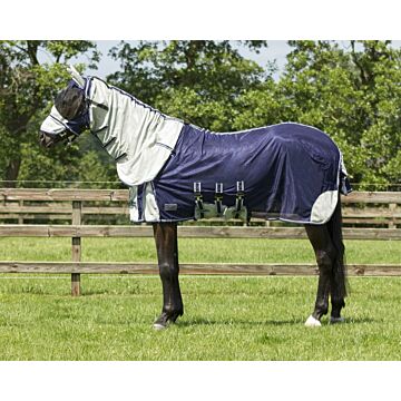 Fliegendecke inklusive Fliegenmaske blau QHP