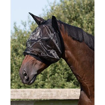 Fliegenkappe mit Ohren Fine QHP schwarz