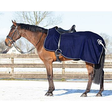 Ausreitdecke QHP Vlies mit Ornament blau