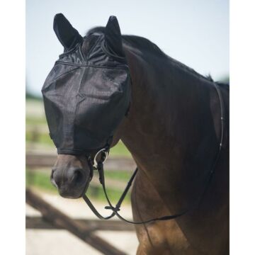 Fliegenmaske mit Ohren zum Reiten QHP schwarz