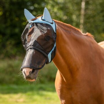 Fliegenmaske QHP met afneembare neusflap Lichtblauw