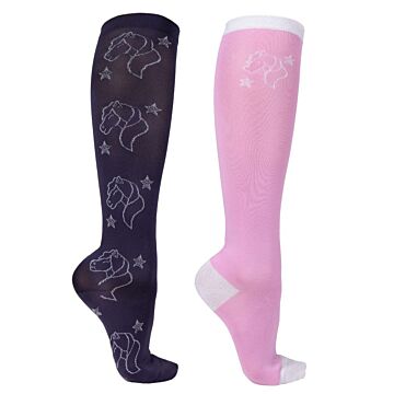 Reitsocken QHP Gwenn Navy/Rosa Reitsocken QHP Gwenn Navy/Rosa