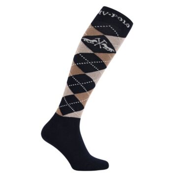 Reitsocken HV Polo Argyle Navy-Champagne gold